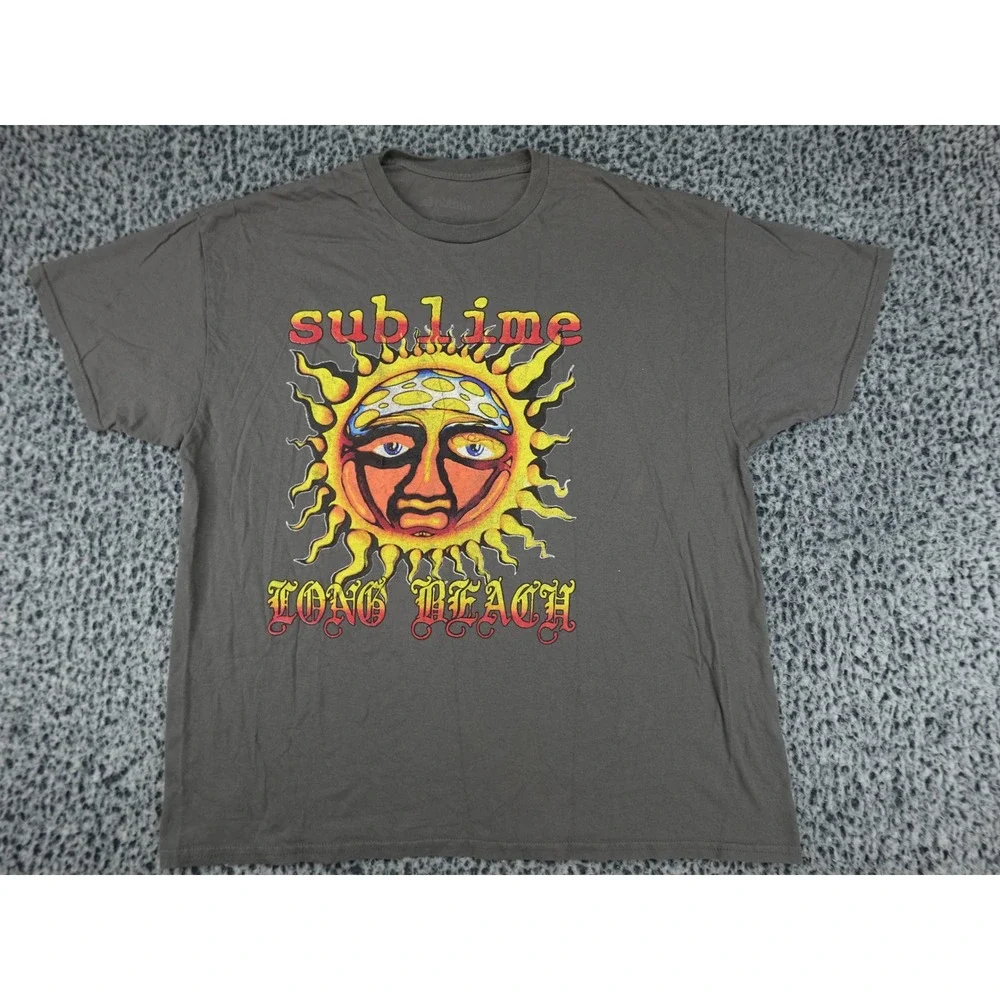 Sublime T-Shirt Mens XL Charcoal Grey Long Beach Sun Graphic Band Tee